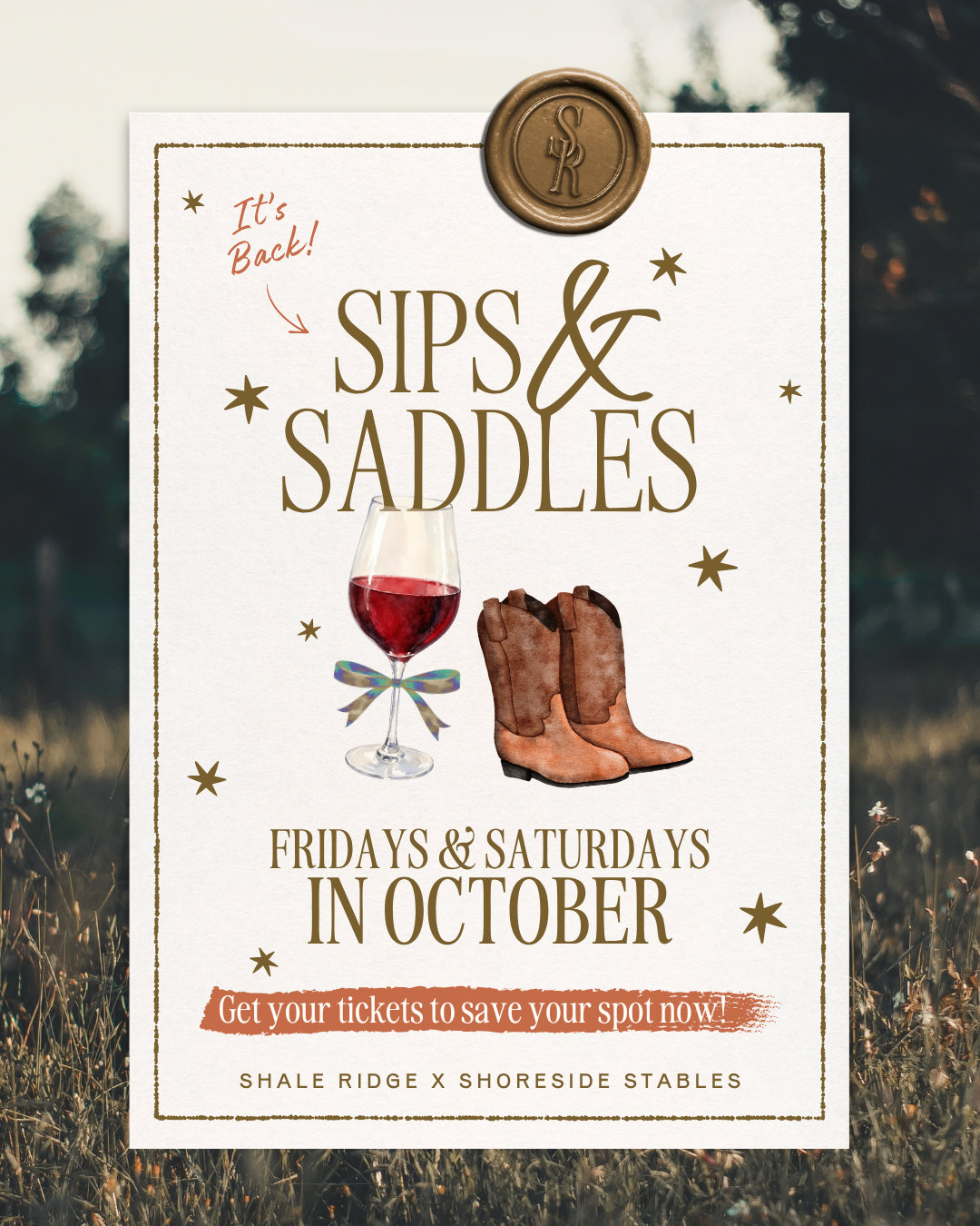 Sips & Saddles: October 2026