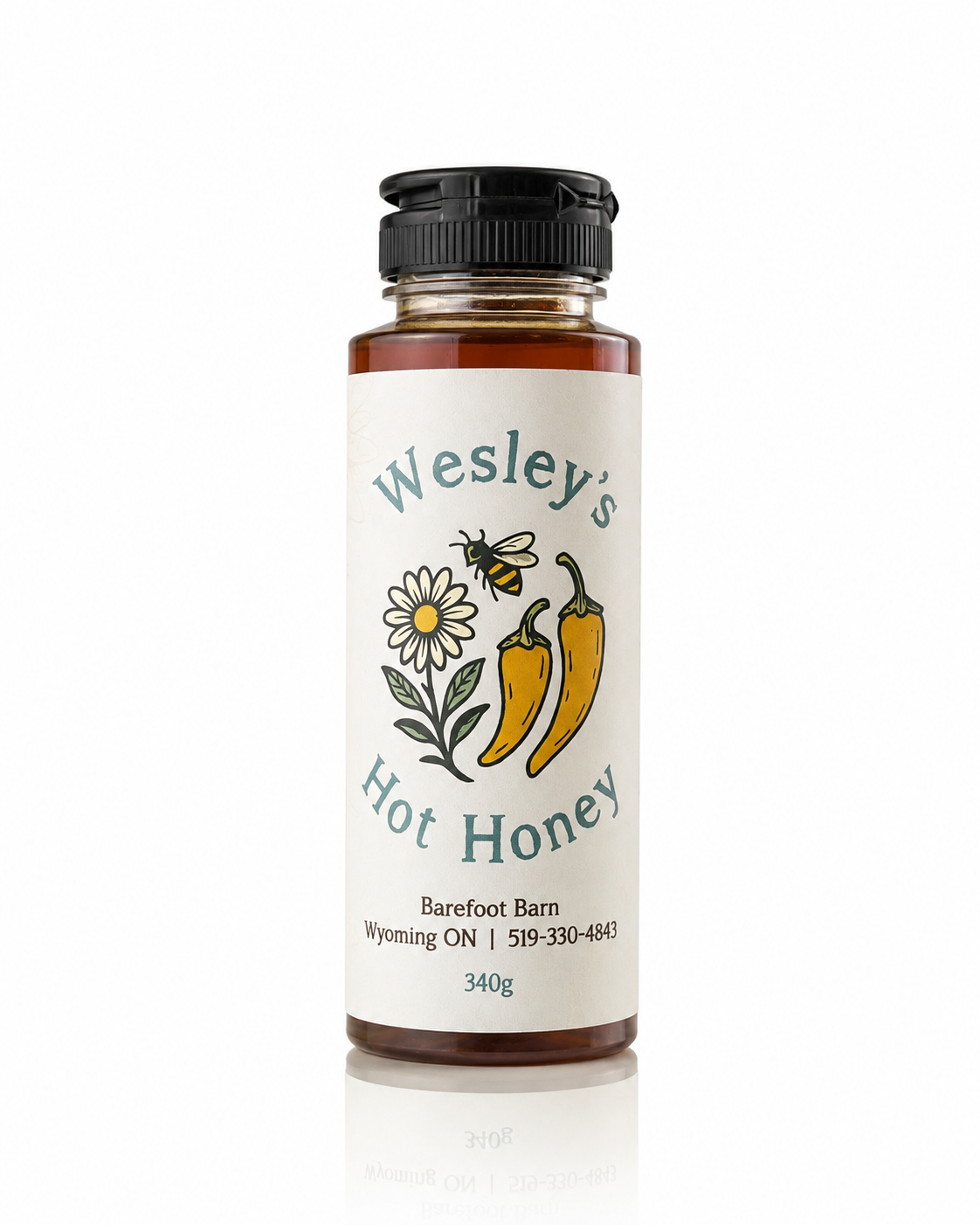 A single bottle of Wesley's Hot Honey
